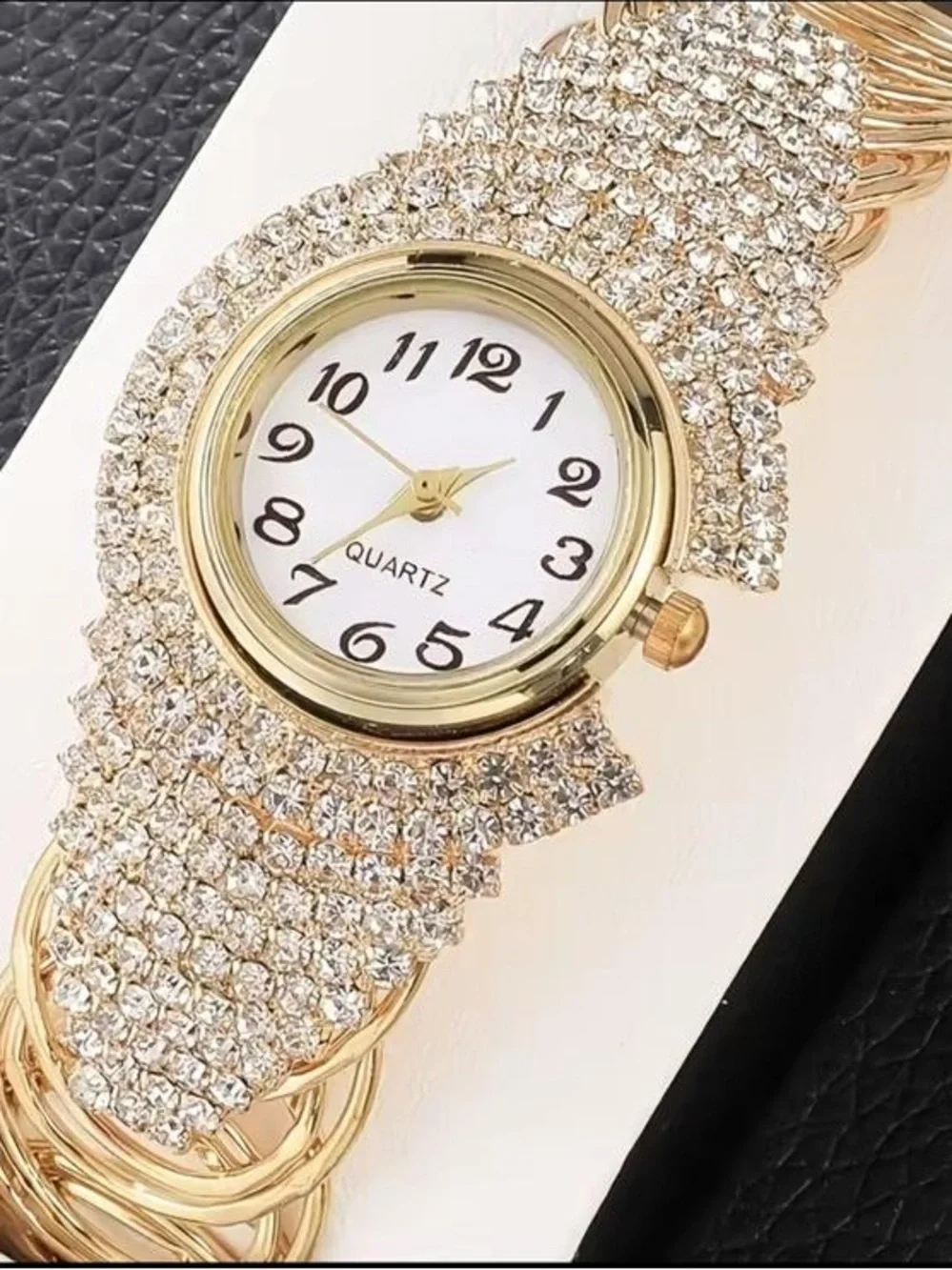Anthropologie Gold Crystal Pavé Bracelet Watch